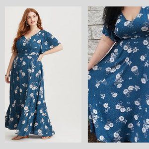 Torrid Floral Dot Gauze Maxi Dress sz 18